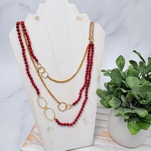 🆕 Nakamol Red and Gold Layered Necklace